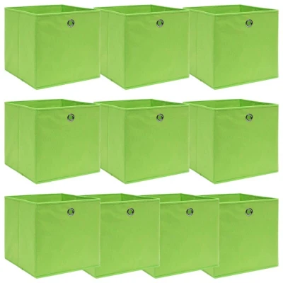 Image of vidaXL Storage Boxes 10 pcs Green 32x32x32 cm Fabric