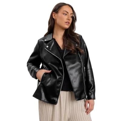 Image of EVANS Curve Faux Leather Biker Jacket Women&#039;s Plus Size