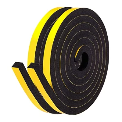 Image of fowong Adhesive Foam Tape 12mm(W) x 10mm(T) 4M(L) Closed Cell Home Window Door Draught Excluder Air Conditioner Weather Stripping Seal SoundProof Insulation Yellow