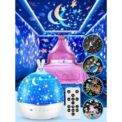 Image of One Fire Star Projector Night Light Kids, 15 Films Kids Projector,Bluetooth Baby for Kids,Remote Timer Newborn,Rechargeable Sensory Lights