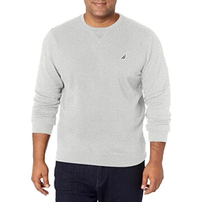 Image of Nautica Men&#039;s Basic Crew Neck Fleece Sweatshirt, Grey Heather, Medium
