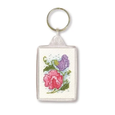 Image of Sweet Peas Keyring Cross Stitch Kit