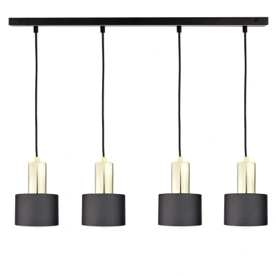 Image of Luce Bar Pendant Ceiling Light Black, Gold, 100cm, 4x E27
