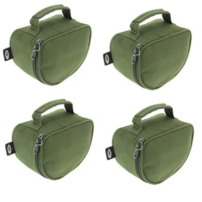 Image of Next Generation Tackle NGT 4 x Green Fishing Reel Cases For Carp Coarse Reels