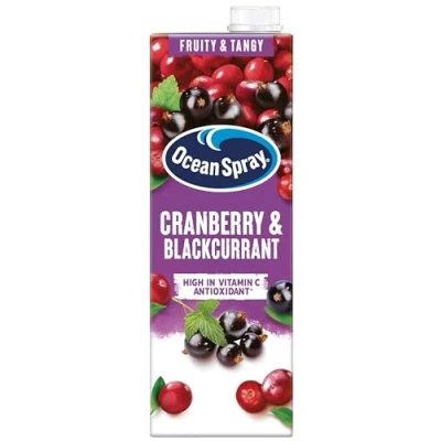 Image of Ocean Spray Cranberry &amp; Blackcurrant Juice Drink 1L Sugar Natural Sweetener Fruit Rich in Vitamin C High Antioxidants
