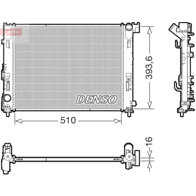 Image of 214105FA0A Engine radiator DENSO DRM46103 510mm 394mm 16mm