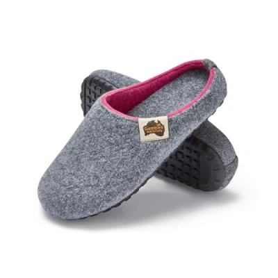 Image of Gumbies Slippers made from recycled materials non slip and stable sole, removable insole, heat retaining, suitable for indoor outdoor use size 36 48, Grey pink, 8 UK
