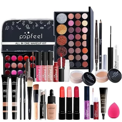 Image of FantasyDay All in one Makeup Set Gift Surprise Full Kit for Women Cosmetic Essential Starter Bundle Include Eyeshadow Palette Lipstick Blush Foundation Concealer Face Powder Lipgloss Brush