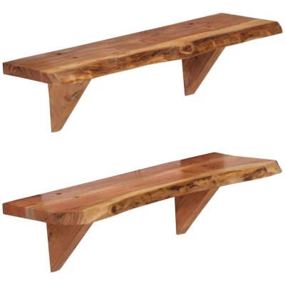 Image of vidaXL Wall Shelves 2 pcs 60x20x18 cm Solid Acacia Wood