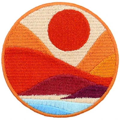 Image of ZEGIN Seaside with The Brilliant Mountains Explore Outdoor Patch Embroidered Applique Badge Iron On Sew Emblem