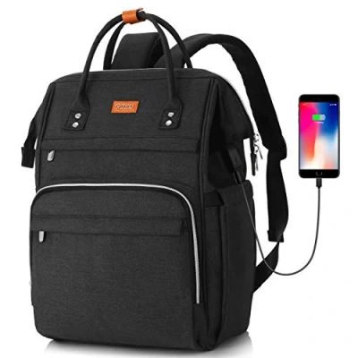 Image of RJEU Laptop Backpack Women Work, Anti theft School for Teenager Girls,Waterproof High Bookbag Computer Bag with USB Charging Port Travel Business College
