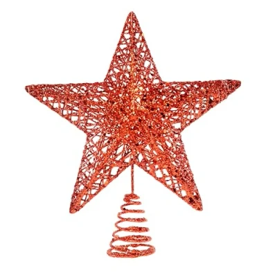 Image of 23CM Christmas Tree Topper Star for Xmas Decorations 3D Glitter Gold Tree, Outdoor Indoor Party (Red)