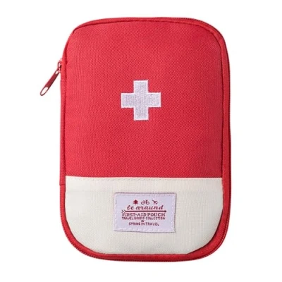 Image of Disnace Travel Medicine Bag, Portable Mini First Aid kit, Empty Medical Kits Pouch, Storage Bag for Camping &amp; (Red)