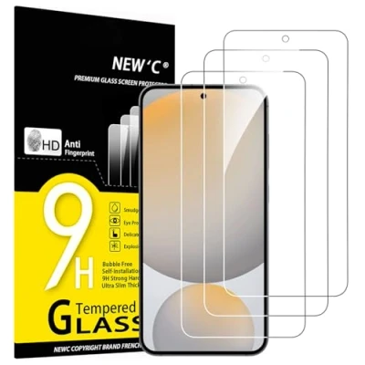 Image of NEW&#039;C 3 Pack Designed for Samsung Galaxy S24 FE 5G Screen Protector Tempered Glass, Bubble Free, Ultra Resistant