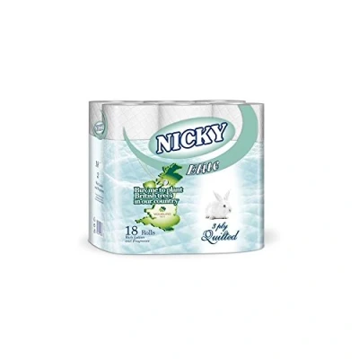 Image of Nicky Elite White 3 Ply Quilted Toilet Rolls (18) Pack of 2
