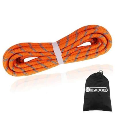 Image of NewDoar CE &amp; UIAA Certificated 14KN Static Climbing Rope 8mm(5/16in) Double Braid Accessory Cord for Prusik Hauling Dragginge(Orange 8mm,50ft)