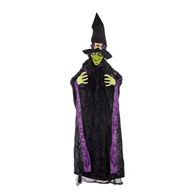 Image of Premier Halloween Decoration Animated Witch 6ft talking hanging Light Up Sound HB181856