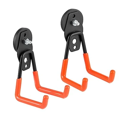 Image of Yuzita Two Pieces Heavy Duty Large Garage Magnet Hooks, Strong Storage Utility Magnetic Hooks with Anti Slip Coating for Indoor &amp; Outdoor Hanging (Orange)