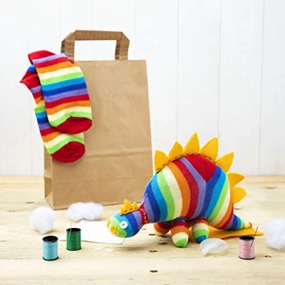 Image of Sock Stegosaurus Craft kit Sewing for kids kits adults Dinosaur gifts