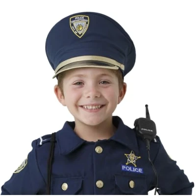 Image of Dress Up America Pretend Play Blue Police Hat for Adults Beautiful Set Role