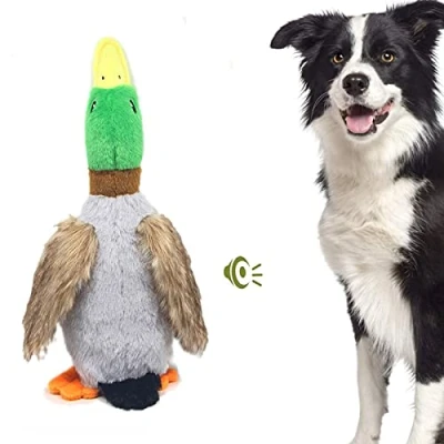 Image of Yunmoxiao Dog Squeaky Toys, Quacking Mallard Duck Pet Toy, Plush Puppy Chew Toy Suitable for Small Medium Dogs