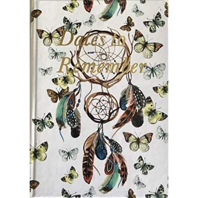 Image of Maturi A5 Hardback Dates to Remember Notebook, Dream Catcher Design with Gold Foil Detailing and Gloss Finish, White