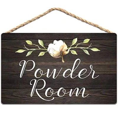 Image of Powder Room Door Sign Farmhouse Decor Tin Cave Metal Retro Vintage Poster Wall Art 8x12 Inches