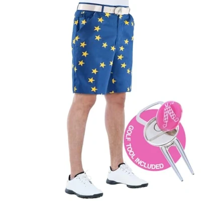 Image of Royal &amp; Awesome Eurostar Mens Golf Shorts, Crazy Shorts