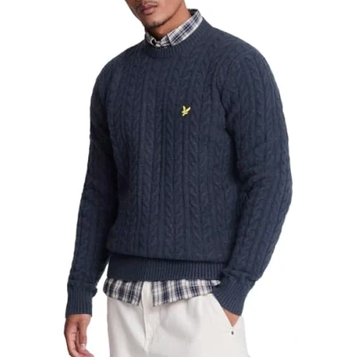 Image of Lyle &amp; Scott Mens Cable Crew Neck Jumper (UK, Alpha, L, Regular, Dark Navy)