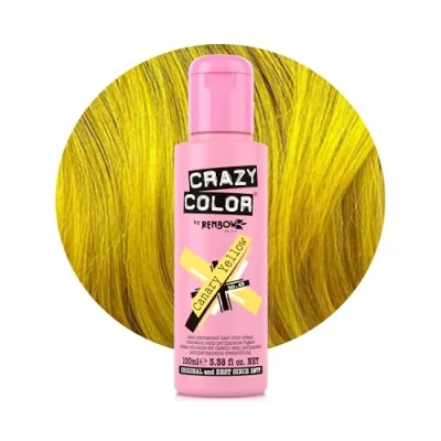 Image of Crazy Color Vibrant Canary Yellow Semi Permanent Hair Dye. Highly Pigmented Bright Conditioning &amp; Oil Nourishing Vegan Formula No Bleach or Ammonia 100ml