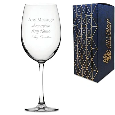 Image of Personalised Engraved Giant Wine Glass, Can Hold 1 Bottle of Wine, Comes Gift Boxed, Personalise with Any Message for Occasion, in The UK