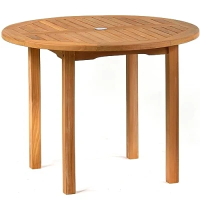 Image of BrackenStyle Grade A Teak Wooden Round Garden Table 1m Diameter Wood Bistro