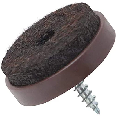 Image of Adsamm® / 32 x Felt pads with screws Ø 1,1&#039;&#039; (Ø 28 mm) brown round Premium quality furniture sliders screw by