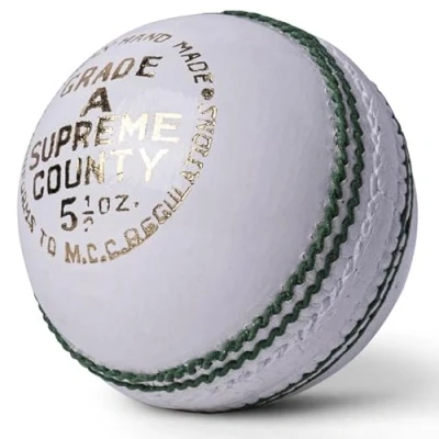 Image of Zipper Leather Cricket Ball Senior Match Quality Hand Stitched Balls 5.50oz Weight (Supreme County (White), Pack of 1)
