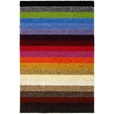 Image of eXtreme Washable Hall/Kitchen/Bedroom/Living Room Runner Rug Mat, Non Slip Stripey Colourful Area Mats (Rainbow, 100 x 66)