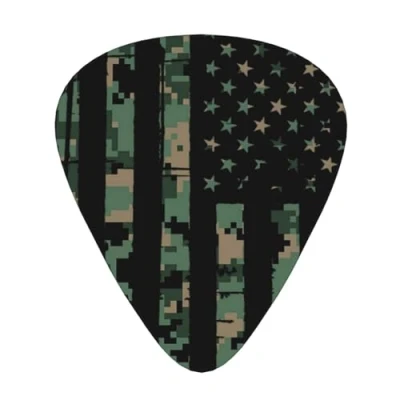 Image of BBggyh Guitar Picks, USA Army Camo Flag Design, ABS Material, 12 Pack, Compatible with and Mandolin