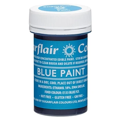 Image of Sugarflair Blue Edible Food Paint, for Painting Icing, Sugar Pastes, Flower &amp; Modelling Royal Marzipan Buttercream 20g