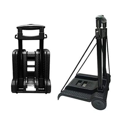 Image of Folding Hand Truck, with Noiseless Wear Resistant PVC Wheels and Adjustable Drawbar, 40KG/88LBS Capacity Lightweight(3.1LBS), Portable Heavy Duty Durable Trolley Dolly Compact Utility Cart