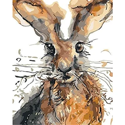 Image of Amiiba DIY Paint by Numbers Kits, Abstract Animal Rabbit 16x20 inch Acrylic Painting Number Wall Art Crafts (Rabbit, Without Frame)