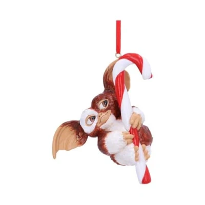 Image of Nemesis Now Gremlins Gizmo Candy Cane Hanging Ornament 10.5cm, Resin, Officially Licensed Merchandise, Christmas Decoration, Cast in the Finest Hand Painted