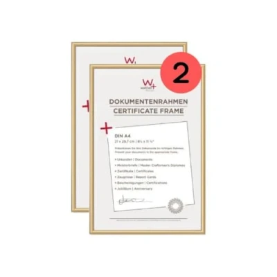 Image of walther Design Picture Frames Gold 21 x 29.7 cm (DIN A4) Twin Pack, New Lifestyle Plastic KV130GD