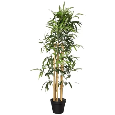 Image of Amazon Basics Artificial Fake Bamboo Plant with Plastic Planter Pot, 100 cm