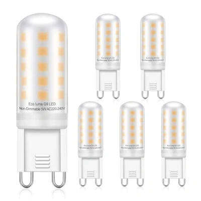 Image of Eco.Luma G9 LED Bulbs 4W Equivalent to 28W 30W 40W Halogen Bulb, Warm White 3000K, No Flicker, Not Dimmable, Energy Saving Light Bulbs, AC 220 240V, 5 Pack