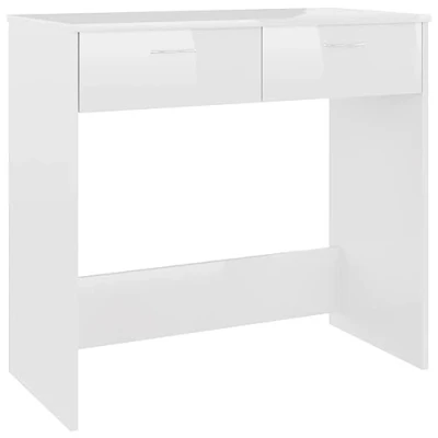 Image of vidaXL Modern White Desk with Two Drawers Compact Engineered Wood Home/Office Furniture 80x40x75 cm