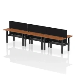 Image of Air B2B 1400x600mm Adjustable 6P Bench Desk CP Walnut/Black + Screen