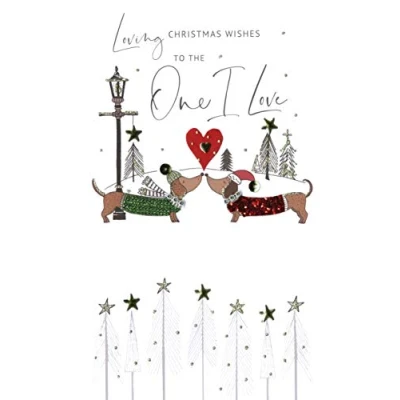 Image of Champagne Second Nature One I Love Embellished Christmas Card Hand Finished Range Cards XCDC290
