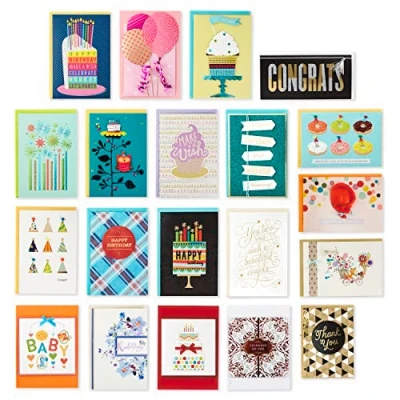 Image of Hallmark Handmade All Occasion Boxed Greeting Card Assortment, Pink Floral (Pack of 20)—Birthday Cards, Baby Shower Wedding Sympathy Thinking You Thank Cards