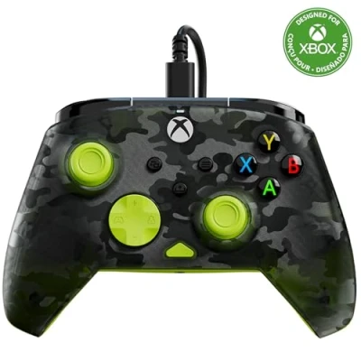 Image of Turtle Beach Rematch Core Ghost Black Camo/Yellow Wired Gaming Controller Licensed for Xbox Series X and S, One Windows PCs Audio Controls, Rumble Motors Impulse Triggers, 8ft Cable