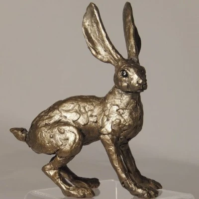 Image of Timothy Hare on all fours Bronze sculpture 16cm sculptor Thomas Meadows