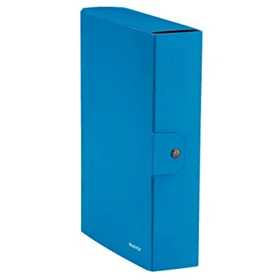 Image of Leitz Press Stud Closure Box File,Plastic Coated, 25 x 35 cm Dorso 8 Blue Metallized
